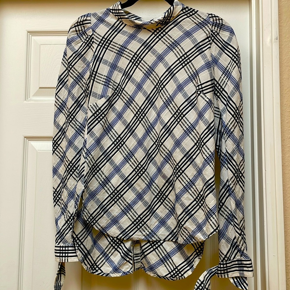Veronica Beard- Isabel Plaid Top - can be worn front or back
